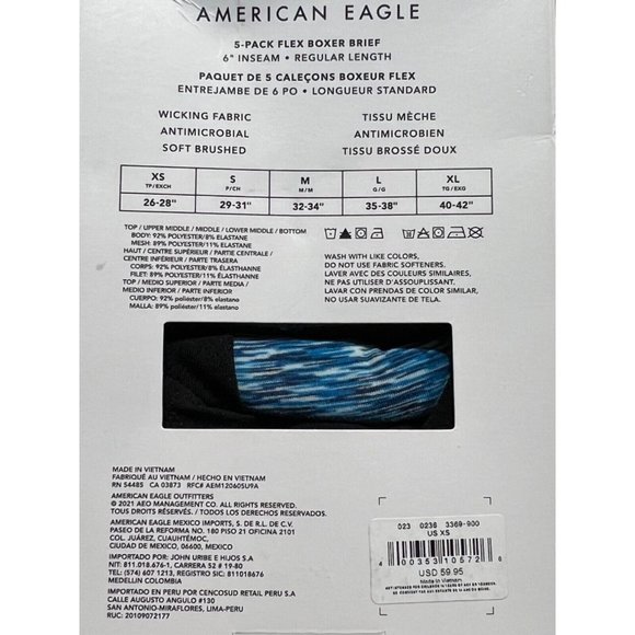 NWT AMERICAN EAGLE 5 Pack Flex 6" Boxer Brief Sz XS Blue Red Green Gray - Picture 3 of 4